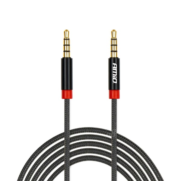 AUX MINI JACK kabel 3,5 mm flettet 200 cm AMIO-03270