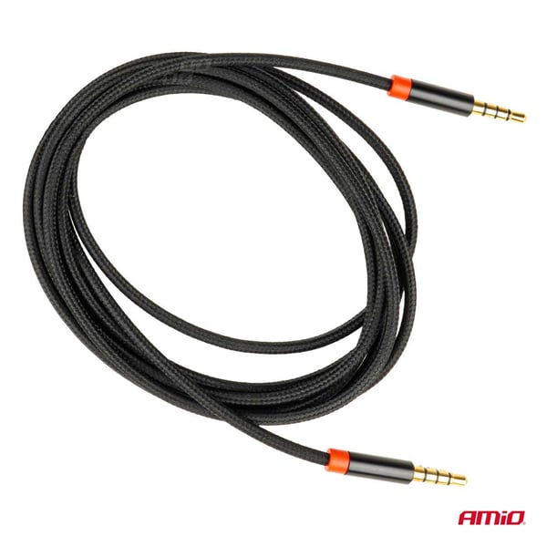 AUX MINI JACK kabel 3,5 mm flettet 200 cm AMIO-03270