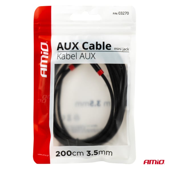 AUX MINI JACK kabel 3,5 mm flettet 200 cm AMIO-03270