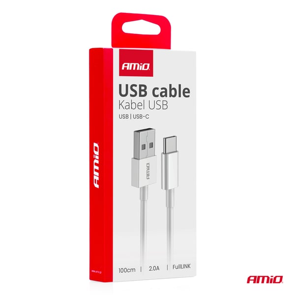 USB-A - USB-C 2A opladningskabel 100cm FullLINK AMIO-03893
