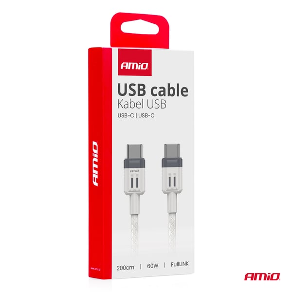 USB-C - USB-C 60W opladningskabel 200cm FullLINK AMIO-03909