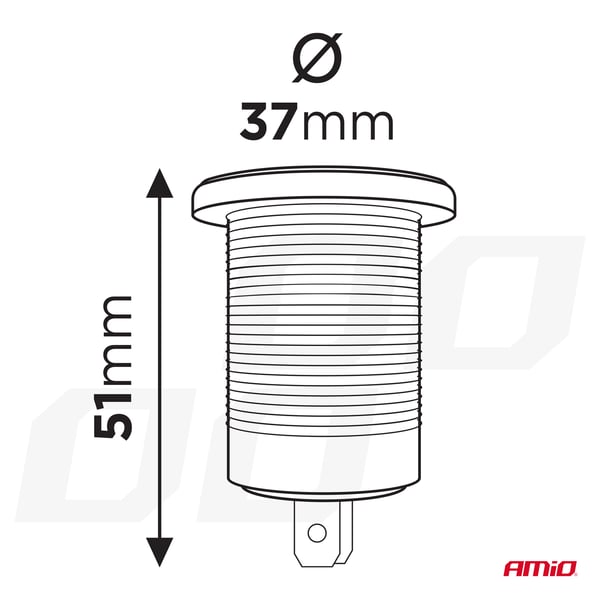 Biloplader med USB-stik og spændingstester, vandtæt, med USB-afbryder + USB C QC3.0 12/24V AMIO-04222
