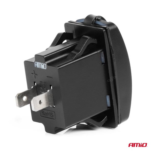 Biloplader med USB-stik, vandtæt, bådformet, 2x USB 12V 24V AMIO-04228