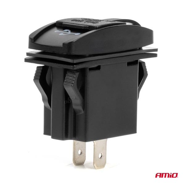 Biloplader med USB-stik, vandtæt, bådformet, 2x USB 12V 24V AMIO-04228