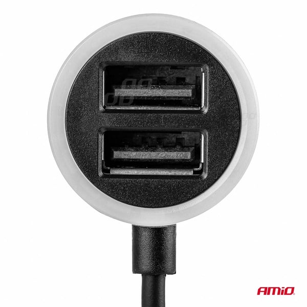 Biloplader PCH PRO-01 microUSB + 2x USB 2.4A 12V 24V AMIO-02056