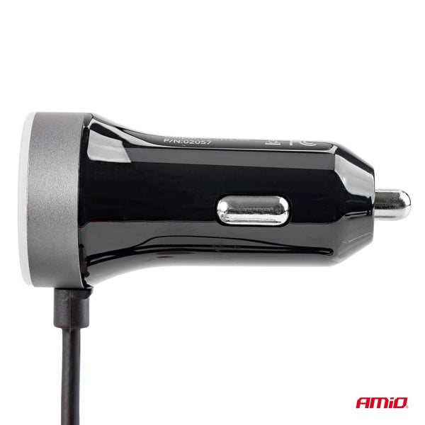 Biloplader PCH PRO-01 microUSB + 2x USB 2.4A 12V 24V AMIO-02056