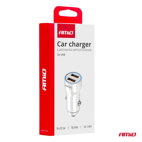Biloplader 2x USB-A AMIO-03879
