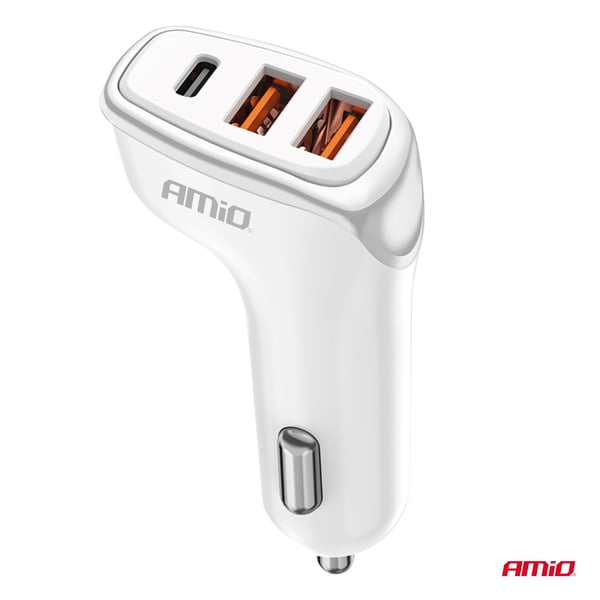 Biloplader 2x USB-A + USB-C 38W AMIO-03886