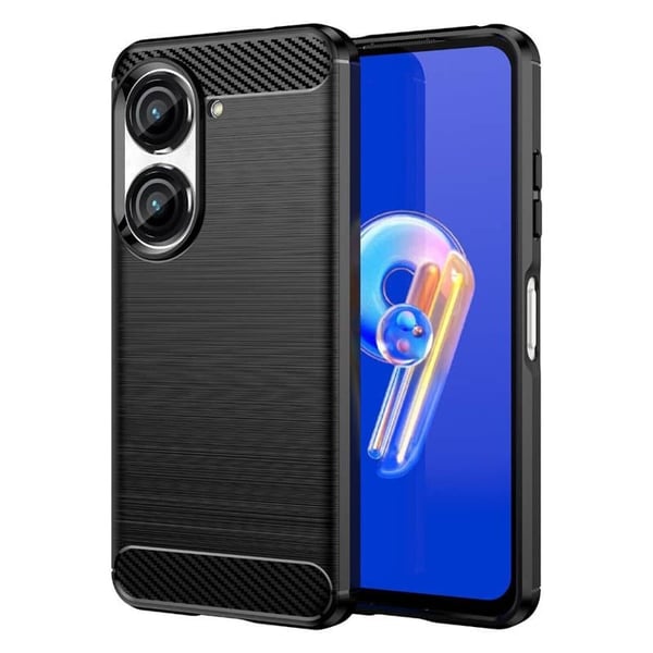 Harjattu TPU kuori Asus Zenfone 9 - Musta