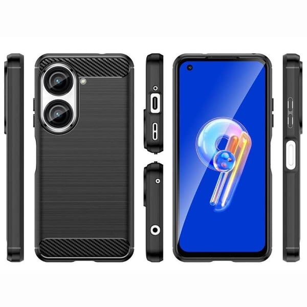 Harjattu TPU kuori Asus Zenfone 9 - Musta