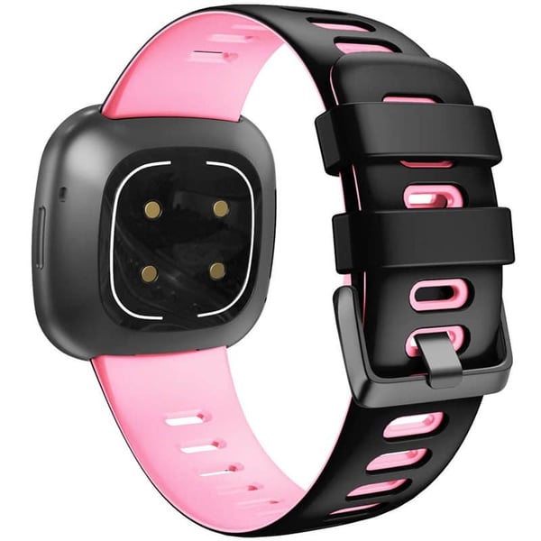 Twin Sport Kellon ranneke Fitbit Versa 4 - Musta/vaaleanpunainen