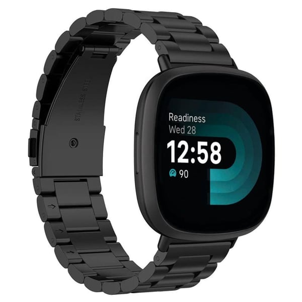 Kellon ranneke ruostumatonta terästä Fitbit Versa 4 - Musta