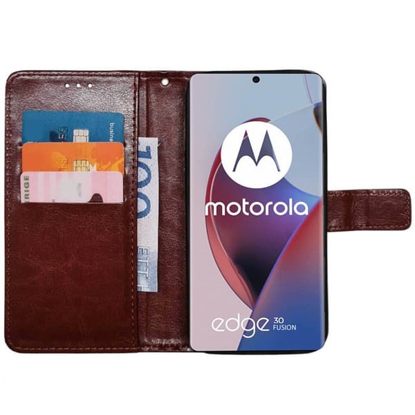 Lommebokdeksel 3-kort til Motorola Edge 30 Fusion - Brun