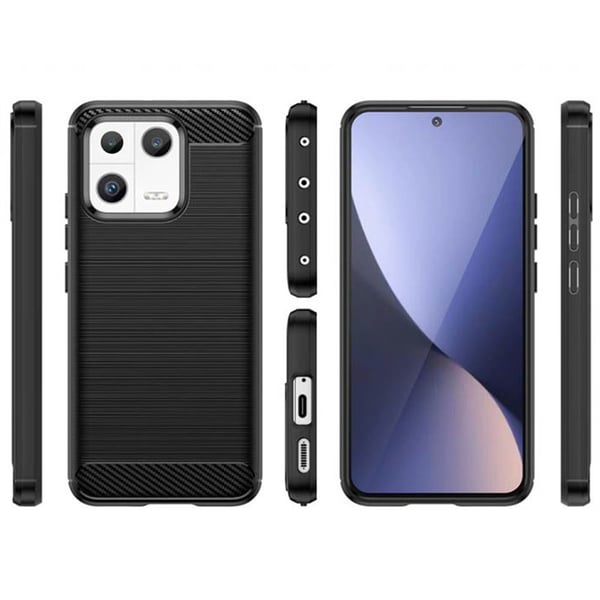 Børstet silikone cover til Xiaomi 13 - Sort
