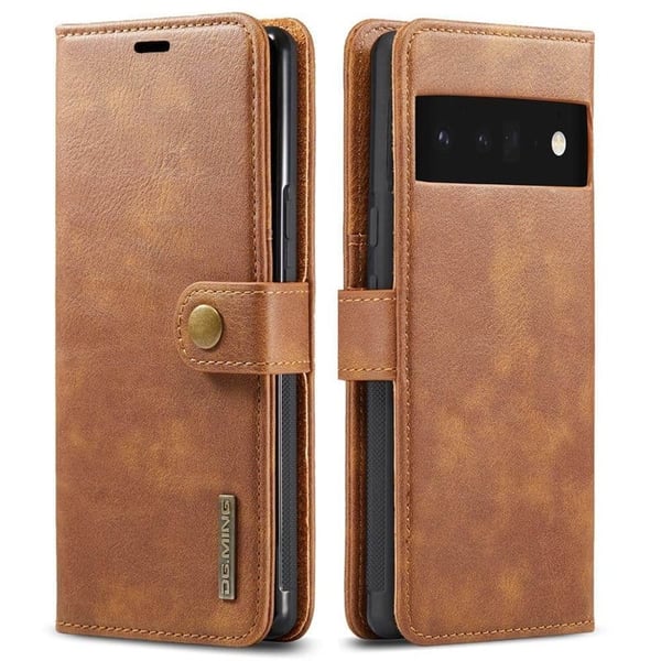 Mobil lommebok DG-Ming 2i1 til Google Pixel 6 Pro - Brun