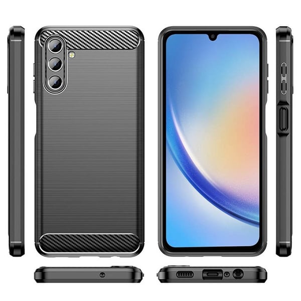 Børstet silikone cover til Samsung Galaxy A24 4G - Sort