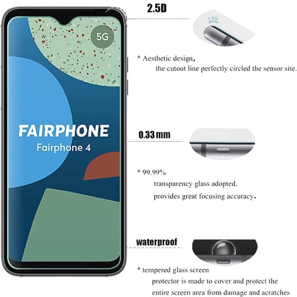Herdet glass skjermbeskytter til Fairphone 4