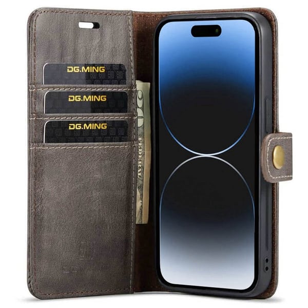 Mobil lommebok DG-Ming 2i1 til Apple iPhone 15 Plus - Grå