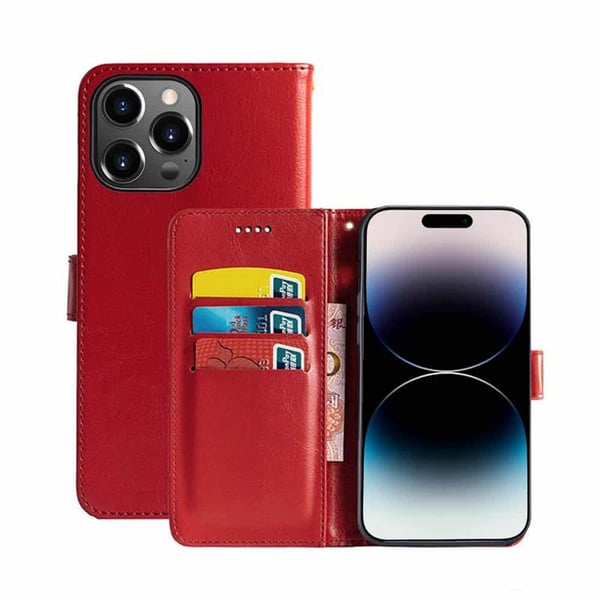Lommeboketui 3-kort til Apple iPhone 15 Pro - Rød