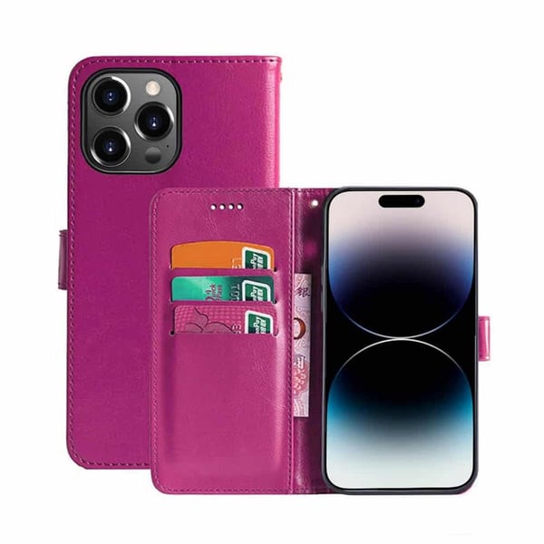Wallet cover 3-kort til Apple iPhone 15 Pro - Lyserød