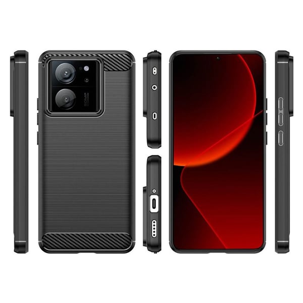 Børstet silikone cover til Xiaomi 13T Pro - Sort