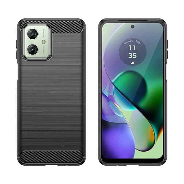 Børstet silikondeksel til Motorola Moto G54 - Sort