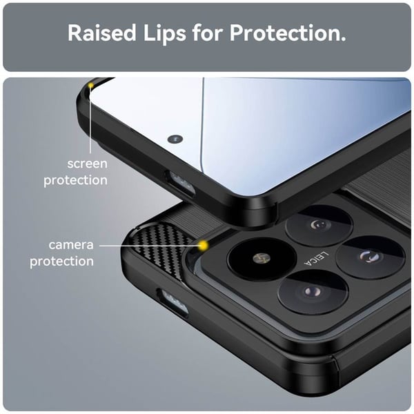 Børstet silikone cover til Xiaomi 14 - Sort