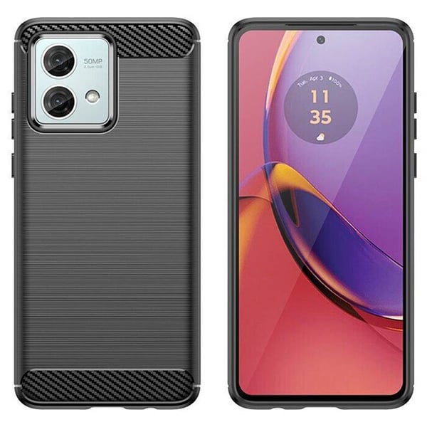Børstet silikondeksel til Motorola Moto G84 - Sort