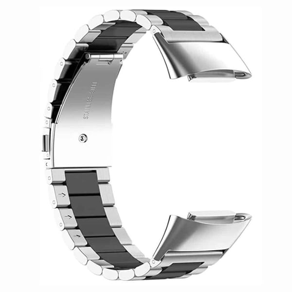 Rustfritt stÃ¥l klokkereim til Fitbit Charge 6 - SÃ¸lv/svart