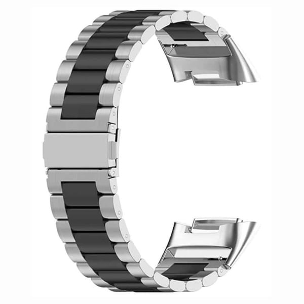 Rustfritt stÃ¥l klokkereim til Fitbit Charge 6 - SÃ¸lv/svart