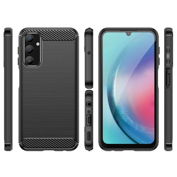 Børstet silikone cover til Samsung Galaxy A35 - Sort
