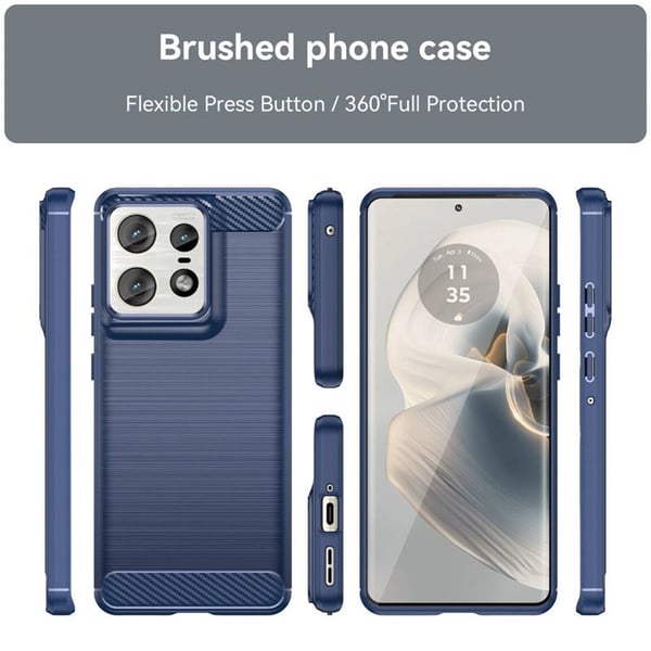 Børstet silikone cover til Motorola Edge 50 Pro - Blå