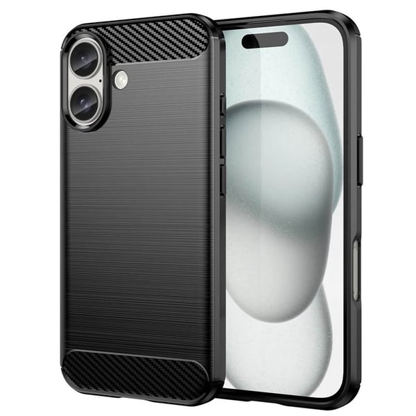 Harjattu TPU kuori Apple iPhone 16 - Musta