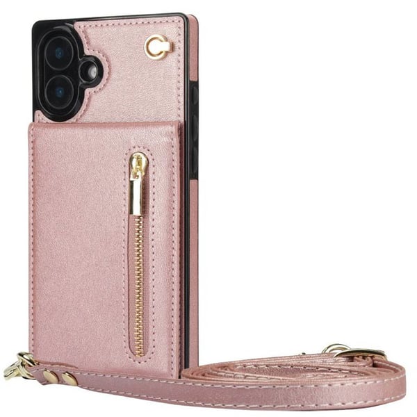 Zipper halskjede deksel til Apple iPhone 16 Plus - Rose