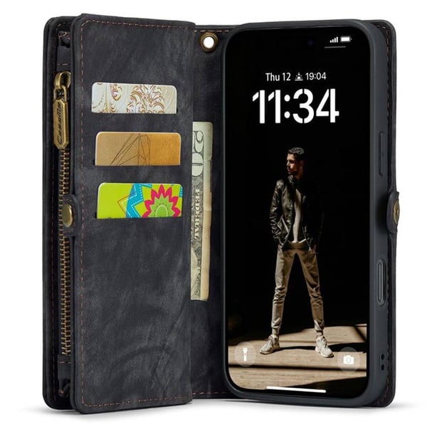 CaseMe mobilfodral 008 8-kort till Apple iPhone 16 Plus - Svart/