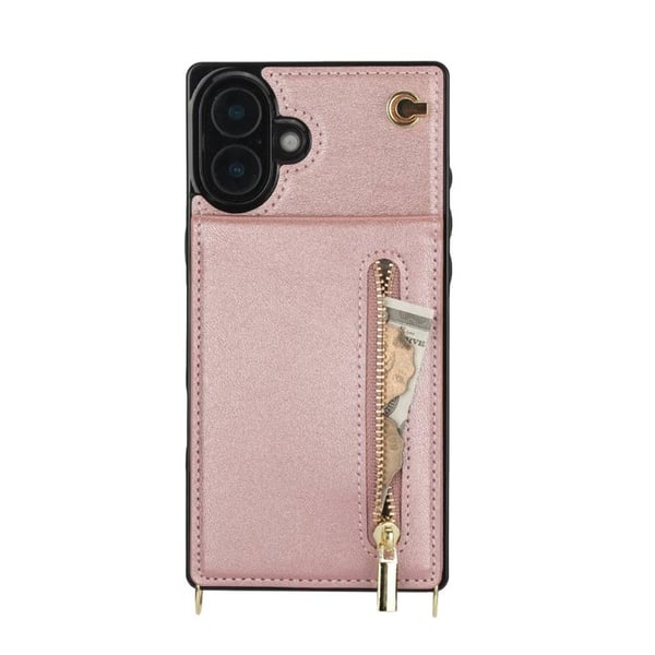 Zipper halskjede deksel til Apple iPhone 16 Plus - Rose