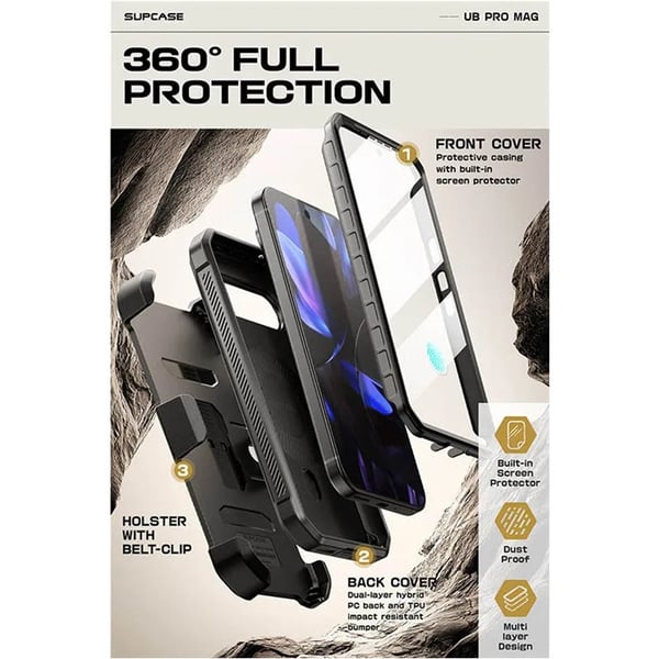 SUPCASE UB Pro Mag kuori Google Pixel 9 - Musta