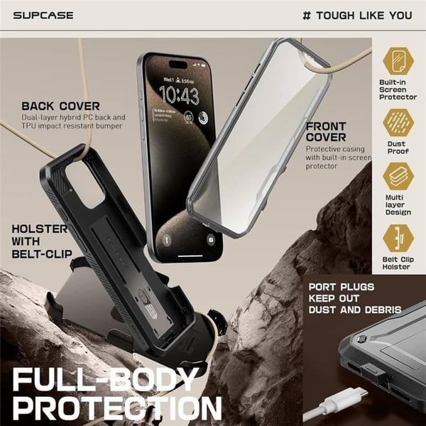 SUPCASE UB Pro kuori Apple iPhone 16 Pro Max - TiGray