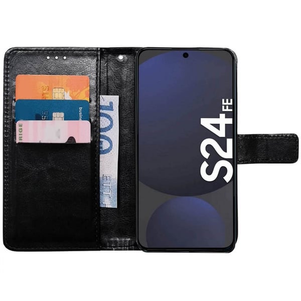 Wallet cover 3-kort til Samsung Galaxy S24 FE - Sort Wallet cover 3-kort til Samsung Galaxy S24 FE - Sort