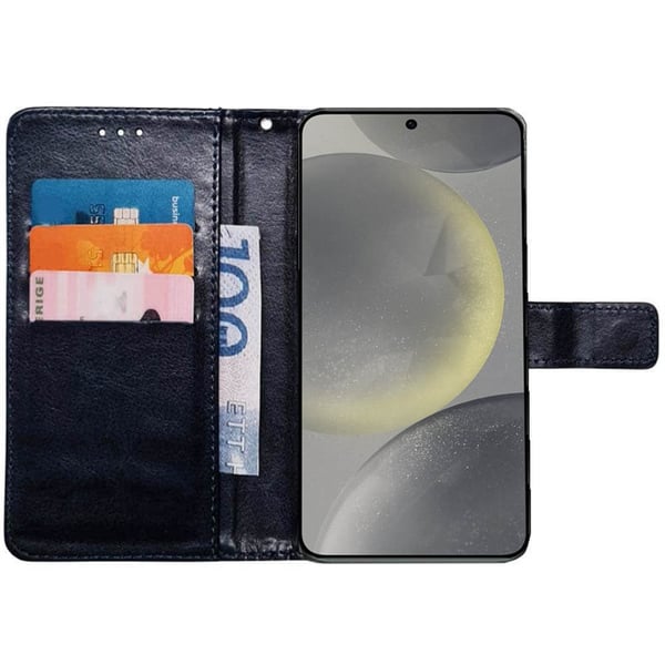 Lommebokdeksel 3-kort til Samsung Galaxy S25 - MÃ¸rkeblÃ¥