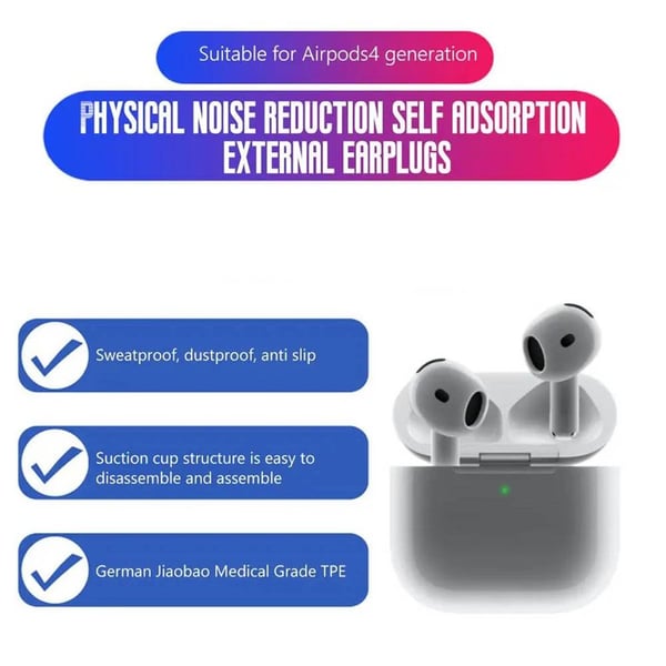 1-par TPE Ã¸reputer til Apple AirPods (Gen4) - S - Clear