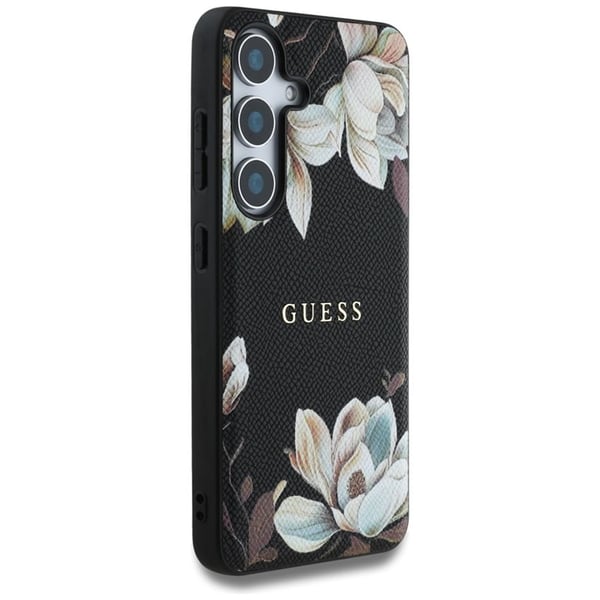 Guess Grained Flower MagSafe deksel til Samsung Galaxy S25 - Sva