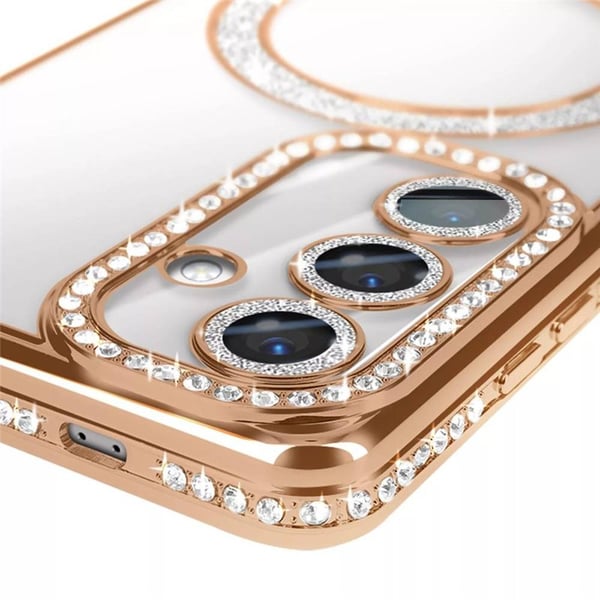 Diamond bling MagSafe cover til Samsung Galaxy S25 - Gold