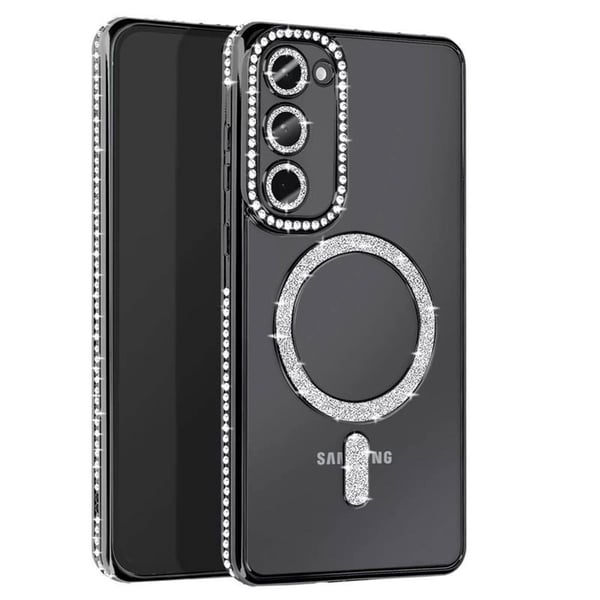 Diamond bling MagSafe cover til Samsung Galaxy S22 - Sort Diamond bling MagSafe cover til Samsung Galaxy S22 - Sort