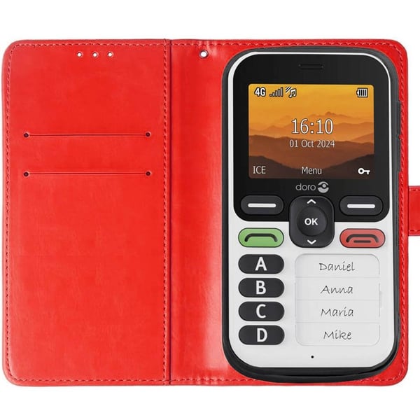 Wallet cover 2-kort til Doro Leva X10 - Rød Wallet cover 2-kort til Doro Leva X10 - Rød