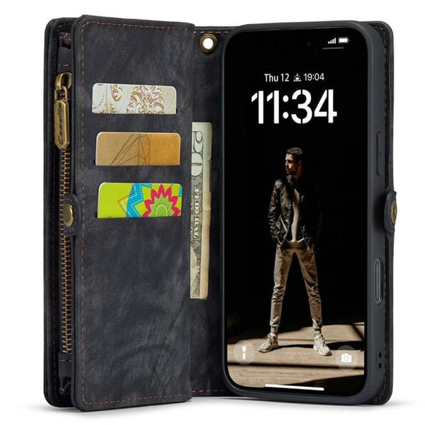 CaseMe mobilcover 008 8-kort til Apple iPhone 17 Pro - Sort/grå CaseMe mobilcover 008 8-kort til Apple iPhone 17 Pro - Sort/grå