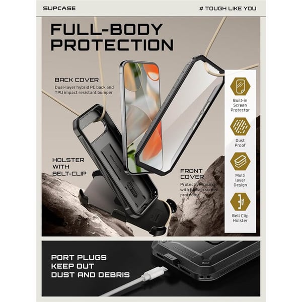 SUPCASE UB Pro kotelo Google Pixel 10 Pro XL - Musta