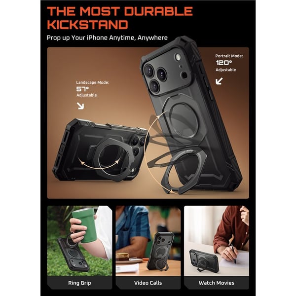SUPCASE UB Grip Pro skal till Apple iPhone 17 Pro - Black