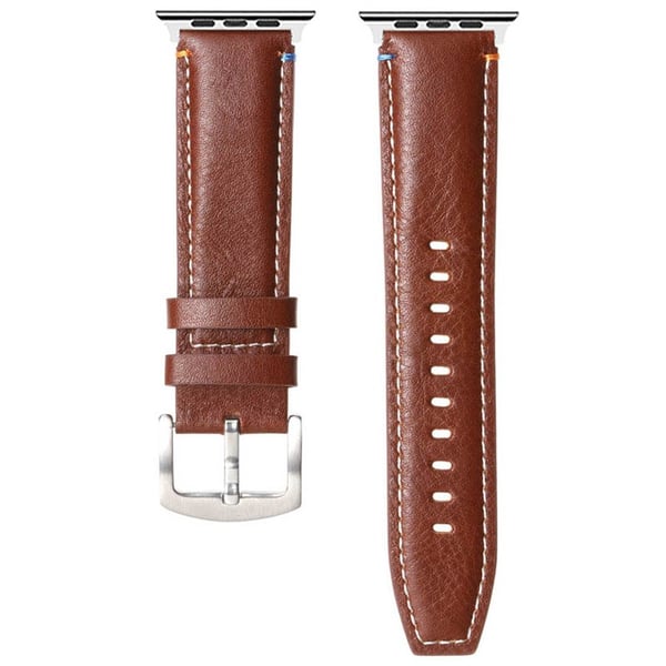 Lær klokkereim til Apple Watch S10 (46mm) - Chestnut Oak