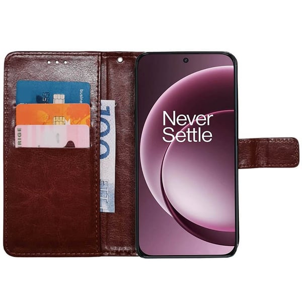 PlÃ¥nboksfodral 3-kort till OnePlus 15R - Brun